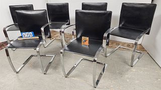 Set 6 Wk. Wohnen Chrome Frame Leather Uphols Chairs