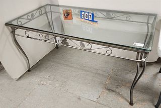 Wrought Glass Top Patio Table 29.5"H X 30" W X5' L