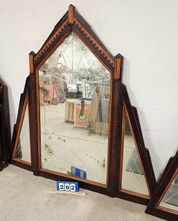 Deco 3 Partinlaid Walnut And Maple Framed Mirror 58"X59"