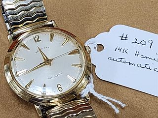 14K Hamilton Automatic Wrist Watch - Working