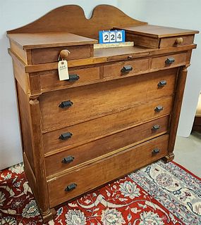 19Th C. Cherry 9 Drawer Chest W/Center Pull Out Shelf 