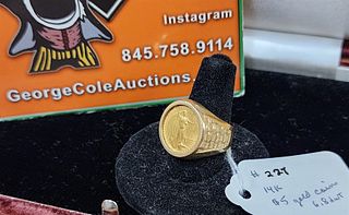 14K Ring W/$5 Gold Coin 6.8 Dwt