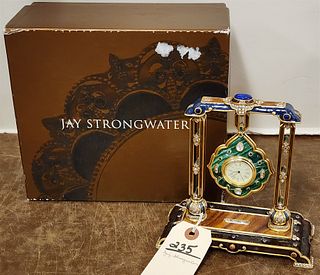 Jay Strongwater Enameled And Bejeweled Clock Working