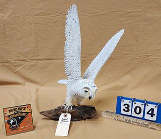 Ken Pangburn Wooden Sculpture Of A Snowy Owl 18 1/2"H X 11"W X 12"D