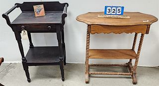 19Th C.1 Drawer 2 Tier Side Table & 1 Drawerwash Stand