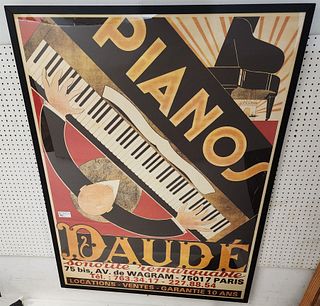 Framed Reprint Daude Pianos 64" X 4'