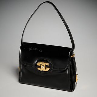 Vintage Gucci black patent leather handbag