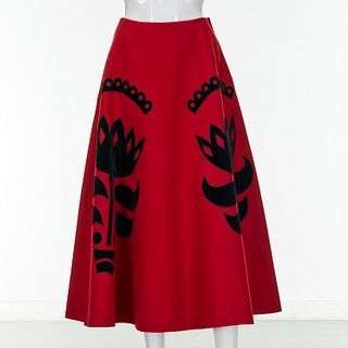Keita Maruyama red felt wool circle skirt