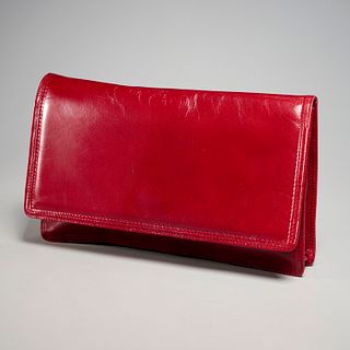 Bottega Veneta burgundy clutch handbag