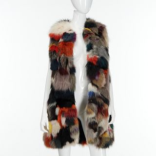 La Furia multicolor fox fur vest