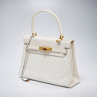Oggi Italy ostrich Kelly style handbag