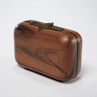 Judith Leiber wooden clutch handbag