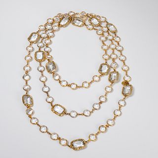 Chanel signed crystal long necklace