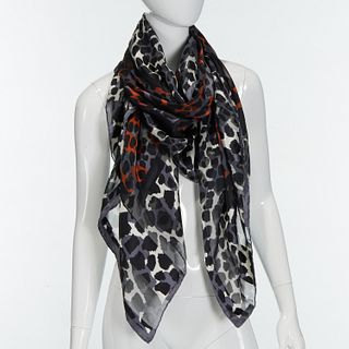 Yves Saint Laurent animal print silk chiffon scarf