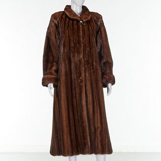 Yves Saint Laurent full length mahogany mink coat