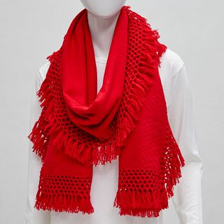 Brooks Brothers red cashmere fringed scarf