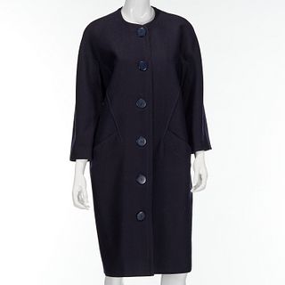 Guy Laroche button front navy wool cashmere coat