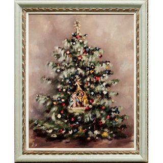 Loretta H. Howard, oil on canvas, Christmas Tree