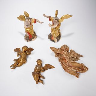 (5) Continental giltwood angels and cherubs