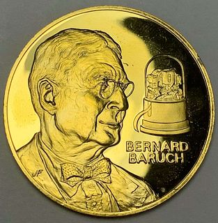 1776-1976 The Greatest Men Of American Business "Bernard Baruch" 24k Gold Plated On Sterling Silver