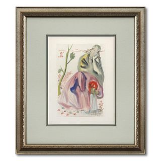 Salvador Dali- Original Color Woodcut on B.F.K. Rives Paper "Purgatory 21"
