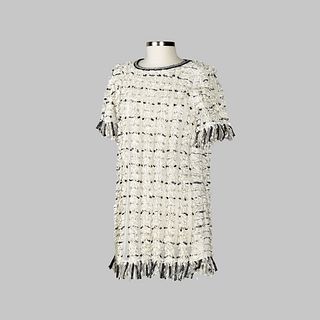 Chanel White Fringe Tweed Dress