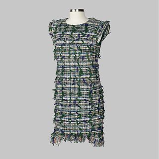 Chanel Green Tweed Sleeveless Dress