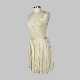 Chanel White Knit Spaghetti Strap Dress