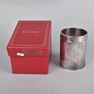 Cartier Silver Clad Lapis Pen / Pencil Holder