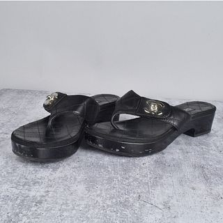 Chanel Interlocking CC Thong Sandals