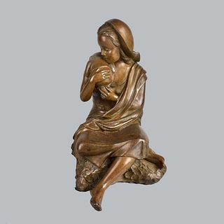 Large 20th C. Art Nouveau Bronze Sculpture