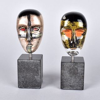 Pair of Kosta Boda Art Glass Heads
