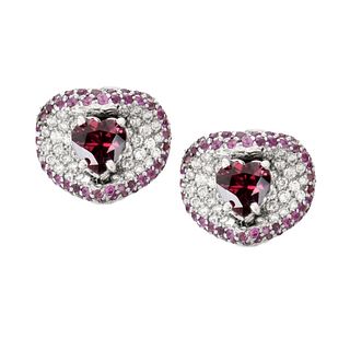 Ruby, Diamond, Sapphire and 18K Earrings