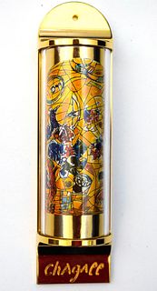 Marc Chagall- Mezuzah - silkscreen on 24K gold plated bronze "12 Tribes Hadassah Windows - Joseph"