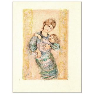 Fair Alice and Baby Limited Edition Lithograph by Edna Hibel (1917-2014), Numbered and Hand Signed with Certificate of Authenticity.
