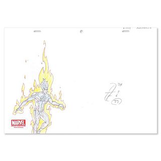 Marvel Comics, "Fantastic-4: Human Torch" Original Production Drawing on Animation Paper, with Letter of Authenticity