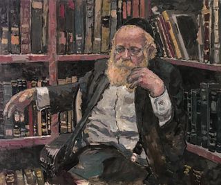 Boris Tyomkin- Oil on canvas "Rabbi Steinsaltz"