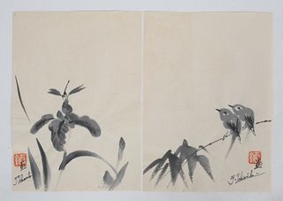 Tokuriki Tomikichiro (Japanese, 1902-2000) Sumi-e, Two Works