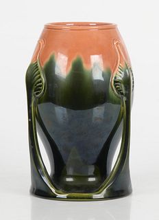 Norica Pottery, German Art Nouveau Three Handled Vase