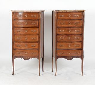 Pair of Louis XV Style Mahogany Chests of Drawers