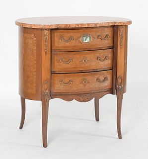 Louis XV/XVI Transitional Style Parquetry Inlaid Walnut Chest