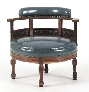 Renaissance Revival Rosewood Circular Low Armchair