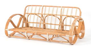 Bamboo and Rattan Settee, Mid 20th Century