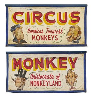 Circus: JACK SIGLER Monkey Banners 1940s