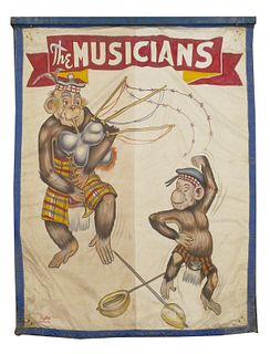 Circus: JACK SIGLER Monkey Banner 1940s
