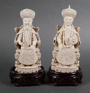Qing Era Chinese Ivory Emperor Empress