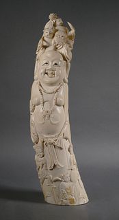 Antique 22" Chinese Carved Ivory Buddha