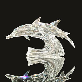 Swarovski Crystal Figurine, Dolphins, Mother and Calf + Base