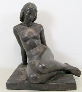 After Paul Manship Signed Bronze Of A Nude Beauty.