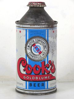 1953 Cook's Goldblume Beer 12oz 158-09 High Profile Cone Top Evansville Indiana